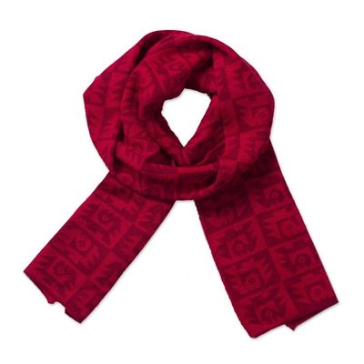 Alternate image for Alpaca Blend Crimson and Cinnabar Scarf Red Paracas Shadows