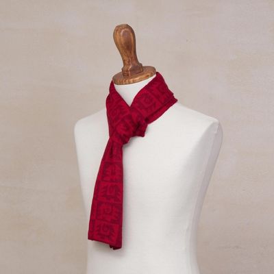 Alternate image for Alpaca Blend Crimson and Cinnabar Scarf Red Paracas Shadows