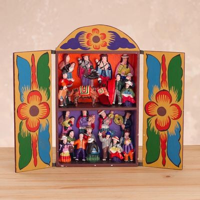 Alternate image for Folk Art Wood Retablo Sculpture from Peru Yawar Fiesta