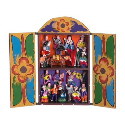 Alternate image for Folk Art Wood Retablo Sculpture from Peru Yawar Fiesta