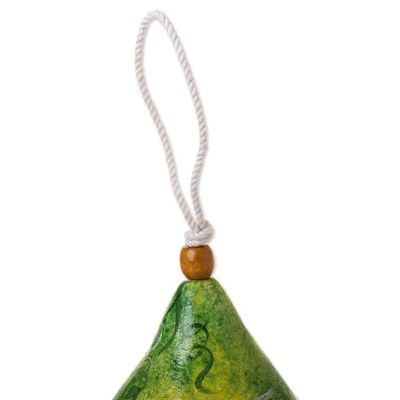 Alternate image for Hummingbird-Themed Green Dried Gourd Bird House from Peru Hummingbird Lair