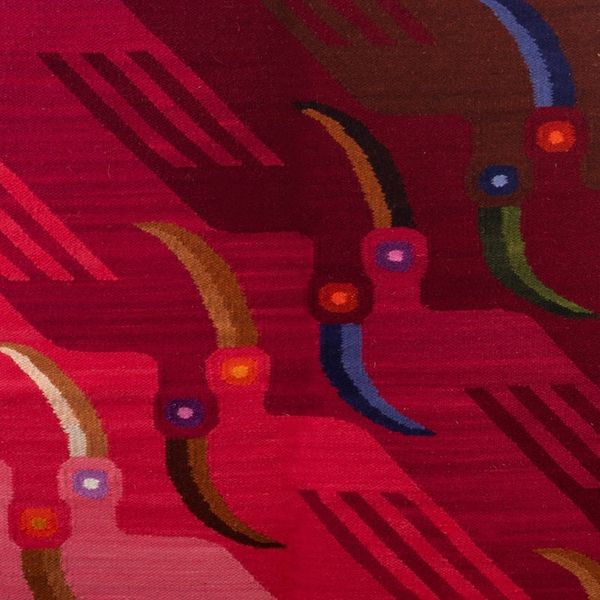 Alternate image for Modern Bird-Themed Brown and Pink Wool Blend Tapestry United Toucans