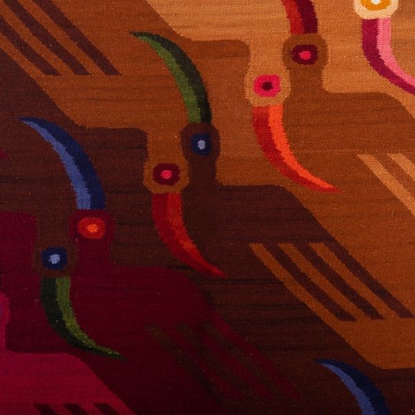 Alternate image for Modern Bird-Themed Brown and Pink Wool Blend Tapestry United Toucans