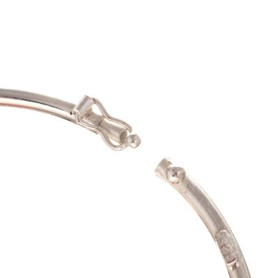 Alternate image for 925 Sterling Silver Hinged Bracelet with Antiqued Accents Vintage Snap