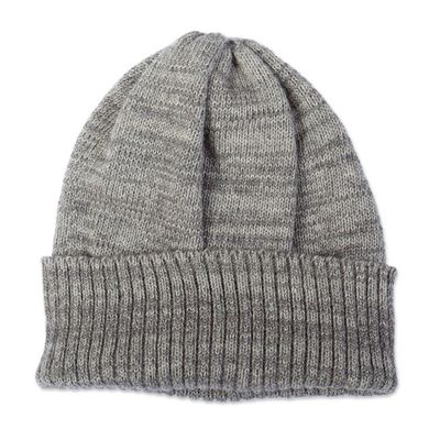Alternate image for Baby Alpaca Blend and Copper Fiber Hat in Natural Grey Hue Wintry Grey