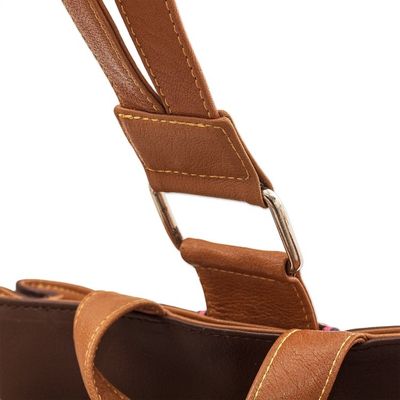 Alternate image for Leather Backpack With Hand-woven Wool Detail From Peru Cusco Calle