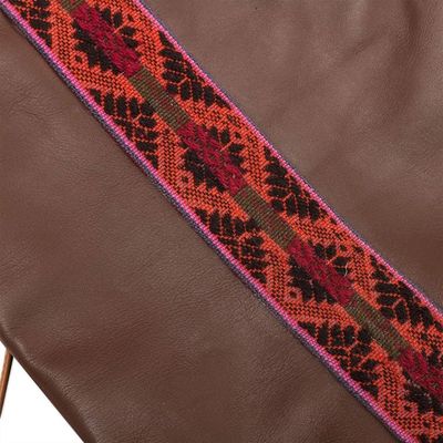 Alternate image for Leather Backpack With Hand-woven Wool Detail From Peru Cusco Calle