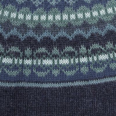 Alternate image for Navy Blue 100 Alpaca Pullover Patterned Peruvian Sweater Playful Navy Blue