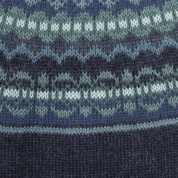 Alternate image for Navy Blue 100 Alpaca Pullover Patterned Peruvian Sweater Playful Navy Blue