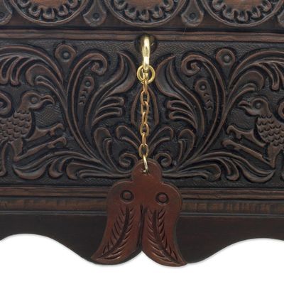 Alternate image for Cedar and Leather Floral Bird Decorative Box from Peru Andean Flight