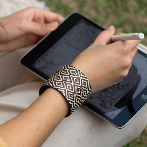 Alternate image for Wide Natural Fiber Cuff Bracelet Deep Meditation