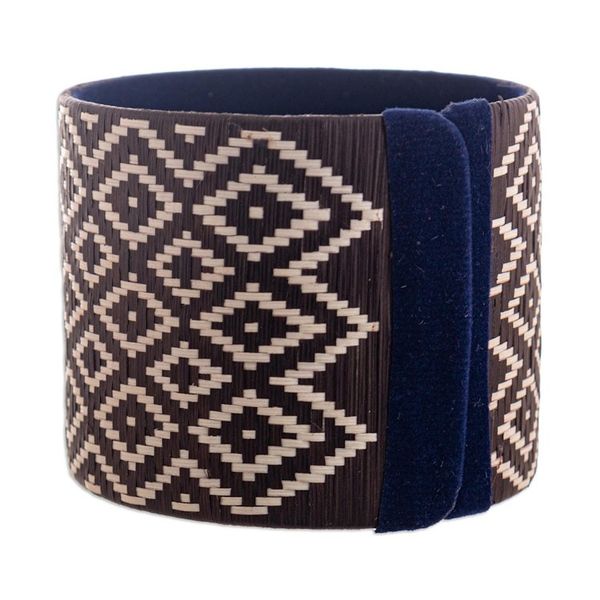 Alternate image for Wide Natural Fiber Cuff Bracelet Deep Meditation