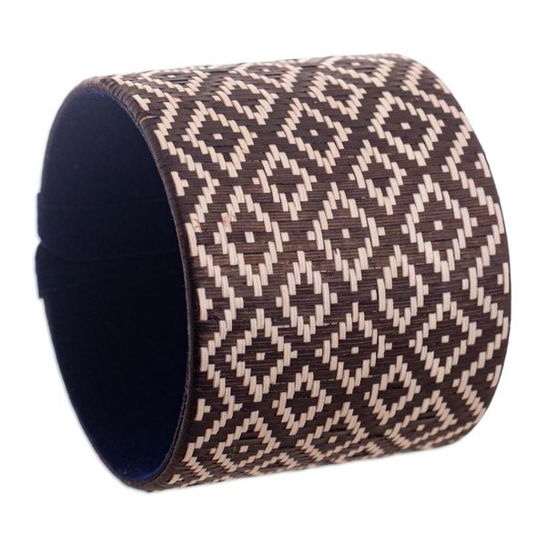Alternate image for Wide Natural Fiber Cuff Bracelet Deep Meditation