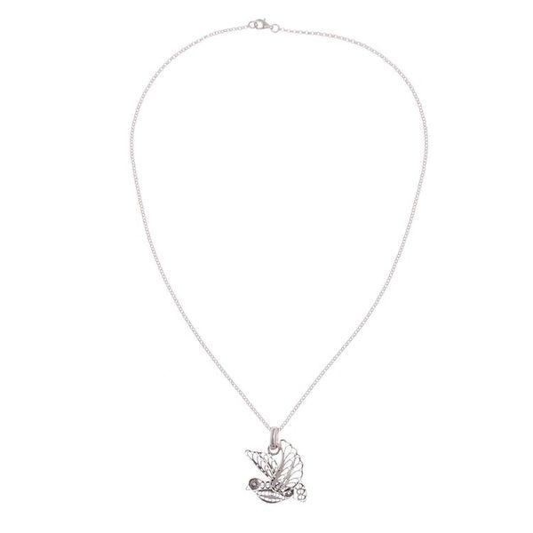 Alternate image for Oxidized Sterling Silver Filigree Dove Necklace from Peru Dark Peace and Grace