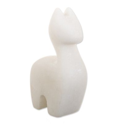 Alternate image for Llama Figurine Handcrafted from Alabaster in Peru Tender Little Llama