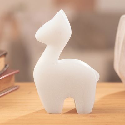 Alternate image for Llama Figurine Handcrafted from Alabaster in Peru Tender Little Llama
