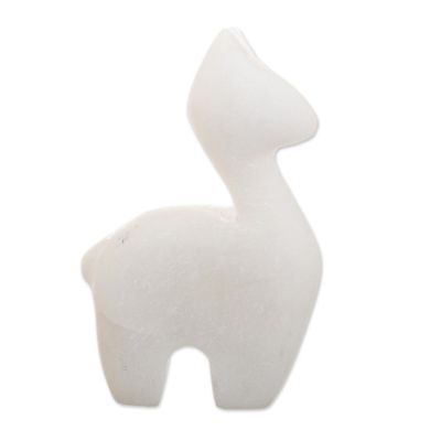 Alternate image for Llama Figurine Handcrafted from Alabaster in Peru Tender Little Llama