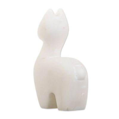 Alternate image for Llama Figurine Handcrafted from Alabaster in Peru Tender Little Llama