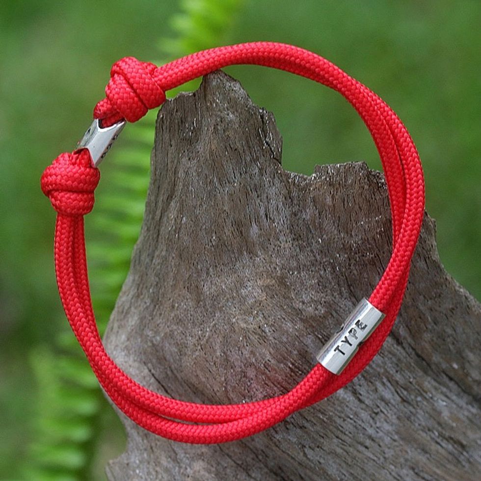 Sterling Silver Pendant Bracelet with a Red Cord 'Lineage A'