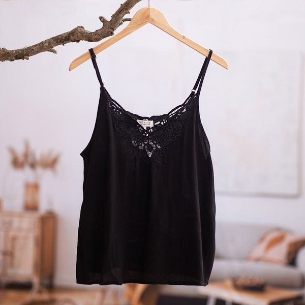 Alternate image for Floral Embroidered Rayon Tank Top in Onyx from Bali Onyx Kerawang