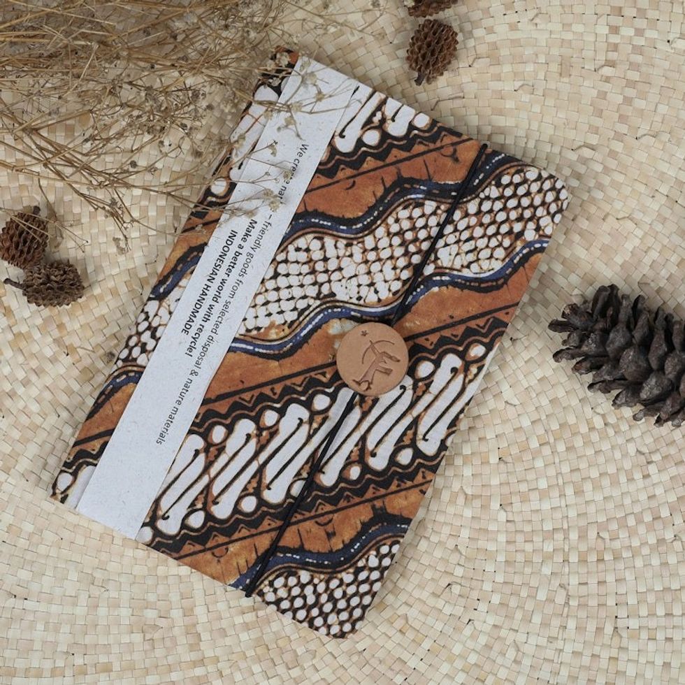 Brown and Black Batik Cotton Journal with 90 Handmade Pages 'Lasem Batik'
