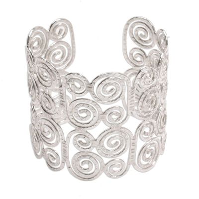 Alternate image for Spiral Motif Sterling Silver Cuff Bracelet from Bali Swirling Lattice