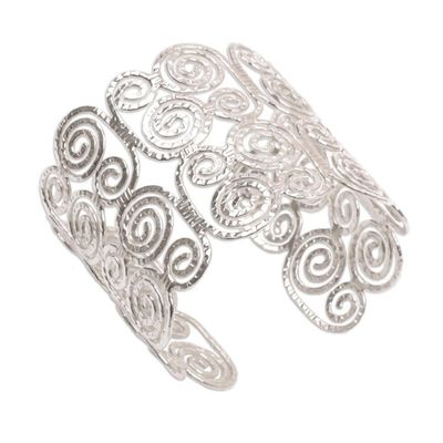 Alternate image for Spiral Motif Sterling Silver Cuff Bracelet from Bali Swirling Lattice