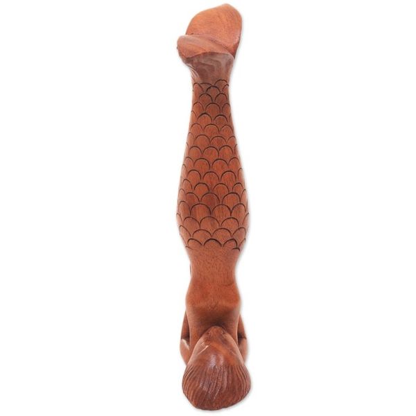 Alternate image for Bali Mermaid and Yoga Theme Artisan Carved Wood Sculpture Sarwangasana Mermaid