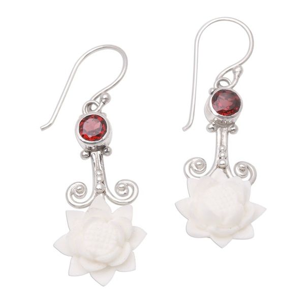 Alternate image for Floral Garnet and Dangle Earrings from Bali Glittering Padma