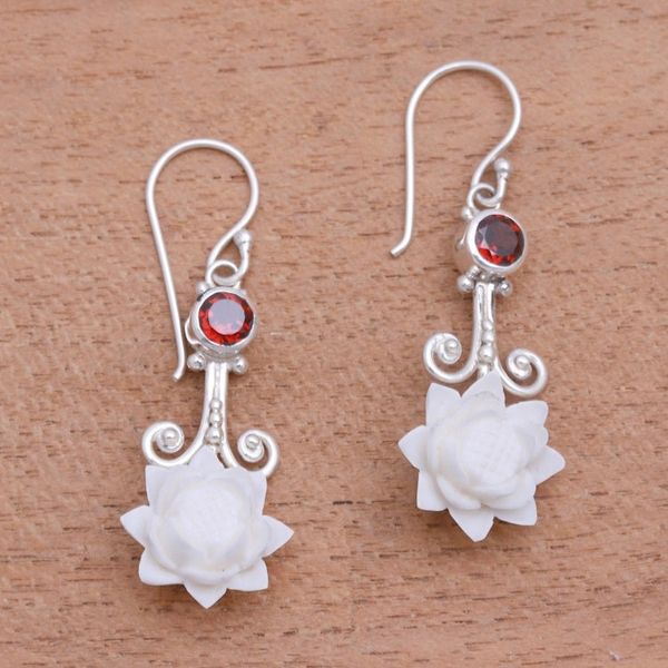 Alternate image for Floral Garnet and Dangle Earrings from Bali Glittering Padma