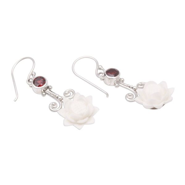 Alternate image for Floral Garnet and Dangle Earrings from Bali Glittering Padma