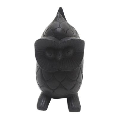 Alternate image for Artisan Crafted Suar Wood Owl Eyeglass Holder To See You in Black