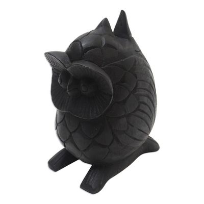 Alternate image for Artisan Crafted Suar Wood Owl Eyeglass Holder To See You in Black