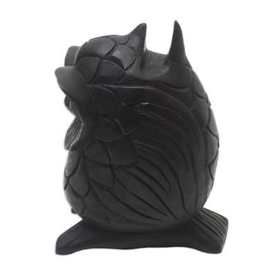 Alternate image for Artisan Crafted Suar Wood Owl Eyeglass Holder To See You in Black