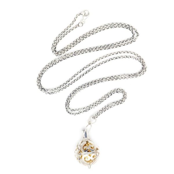 Alternate image for Silver and Amethyst Harmony Ball Necklace with Brass Angelic Guardian