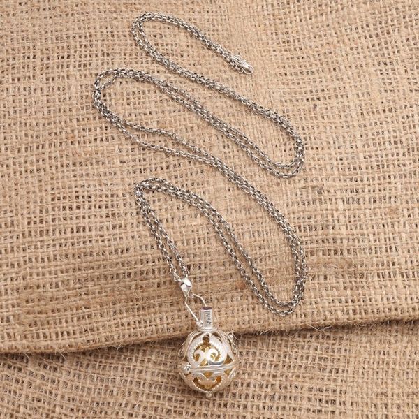 Alternate image for Silver and Amethyst Harmony Ball Necklace with Brass Angelic Guardian