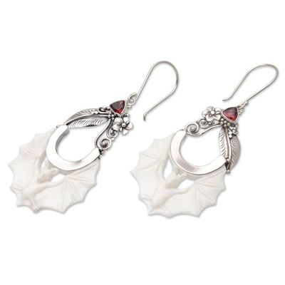 Alternate image for Garnet  Sterling Silver Bat Dangle Earrings from Bali Afternoon Bat