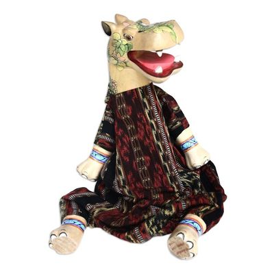 Alternate image for Artisan Crafted Cotton and Wood Display Doll Storyteller Hippo