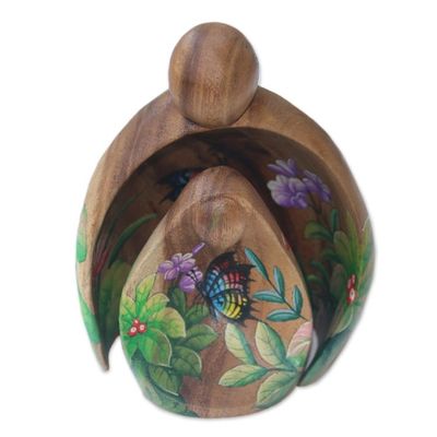 Alternate image for Pair of Hand Carved Wood Abstract Forest Guardian Statuettes Forest Spirits