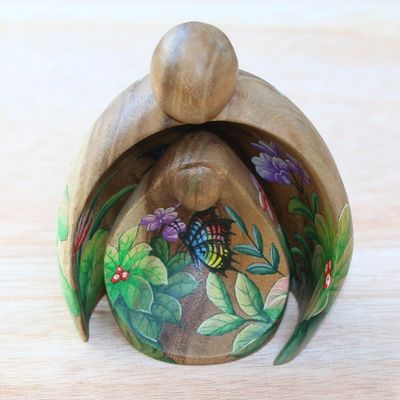 Alternate image for Pair of Hand Carved Wood Abstract Forest Guardian Statuettes Forest Spirits