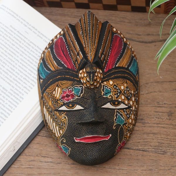Alternate image for Hand Crafted Batik Wood Mask from Java Bird Dance