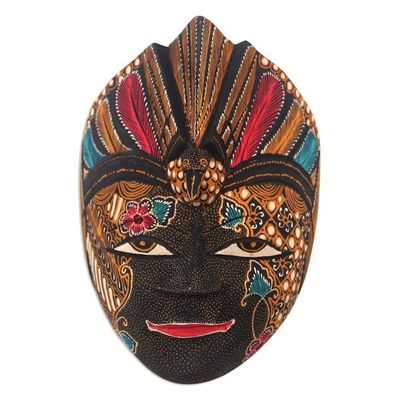 Alternate image for Hand Crafted Batik Wood Mask from Java Bird Dance