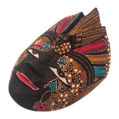 Alternate image for Hand Crafted Batik Wood Mask from Java Bird Dance