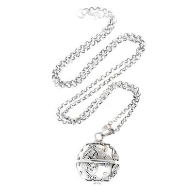 Alternate image for Balinese Handcrafted Harmony Ball Heart Necklace in Silver Forever Yours