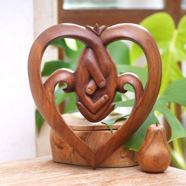 Alternate image for World Peace Project Wood Wall Panel Handcarved in Bali Peace Begins with Love