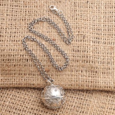 Alternate image for Balinese Handcrafted Harmony Ball Heart Necklace in Silver Forever Yours