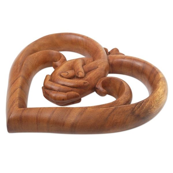 Alternate image for World Peace Project Wood Wall Panel Handcarved in Bali Peace Begins with Love