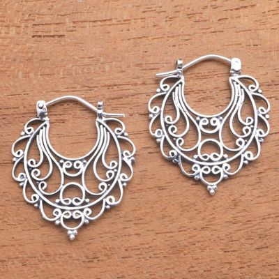 Primary image for Swirl Pattern Sterling Silver Hoop Earrings from Bali Always Charming