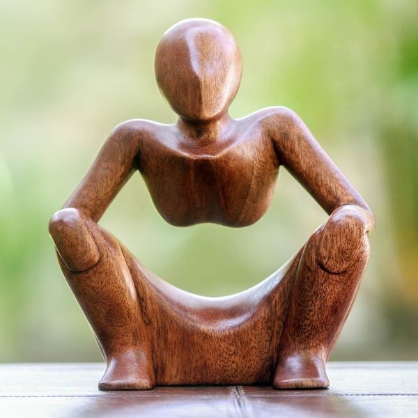 Alternate image for Thought and Meditation Wood Sculpture Abstract Sitting