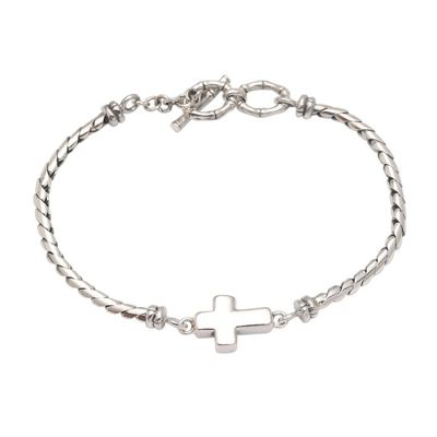 Alternate image for Sterling Silver Cross Pendant Bracelet Faith Above All